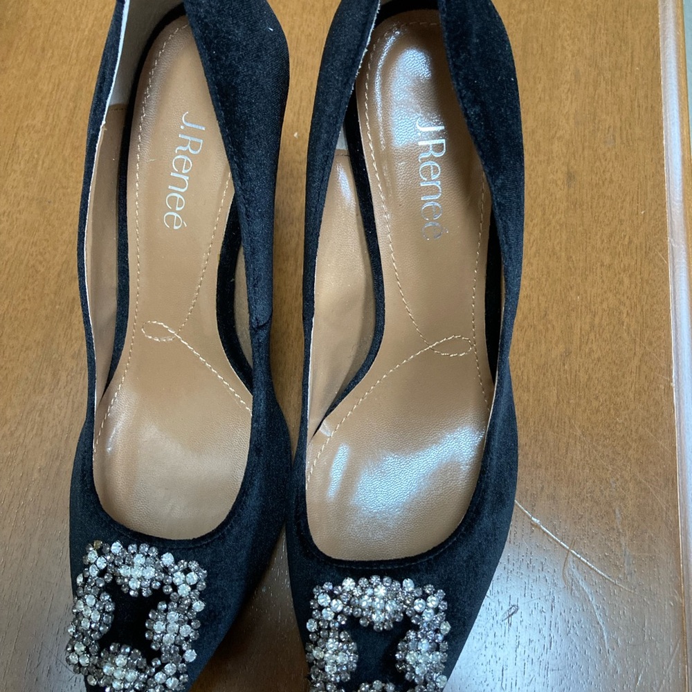 J.Renee Black Embellished Women's Shoes